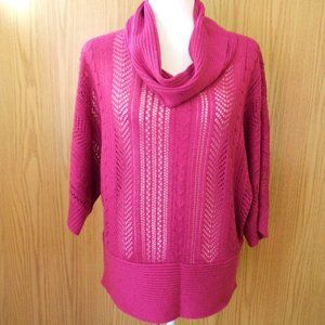 a.n.a Dressy Lurex Cowl Neck Sweater Size M Magenta